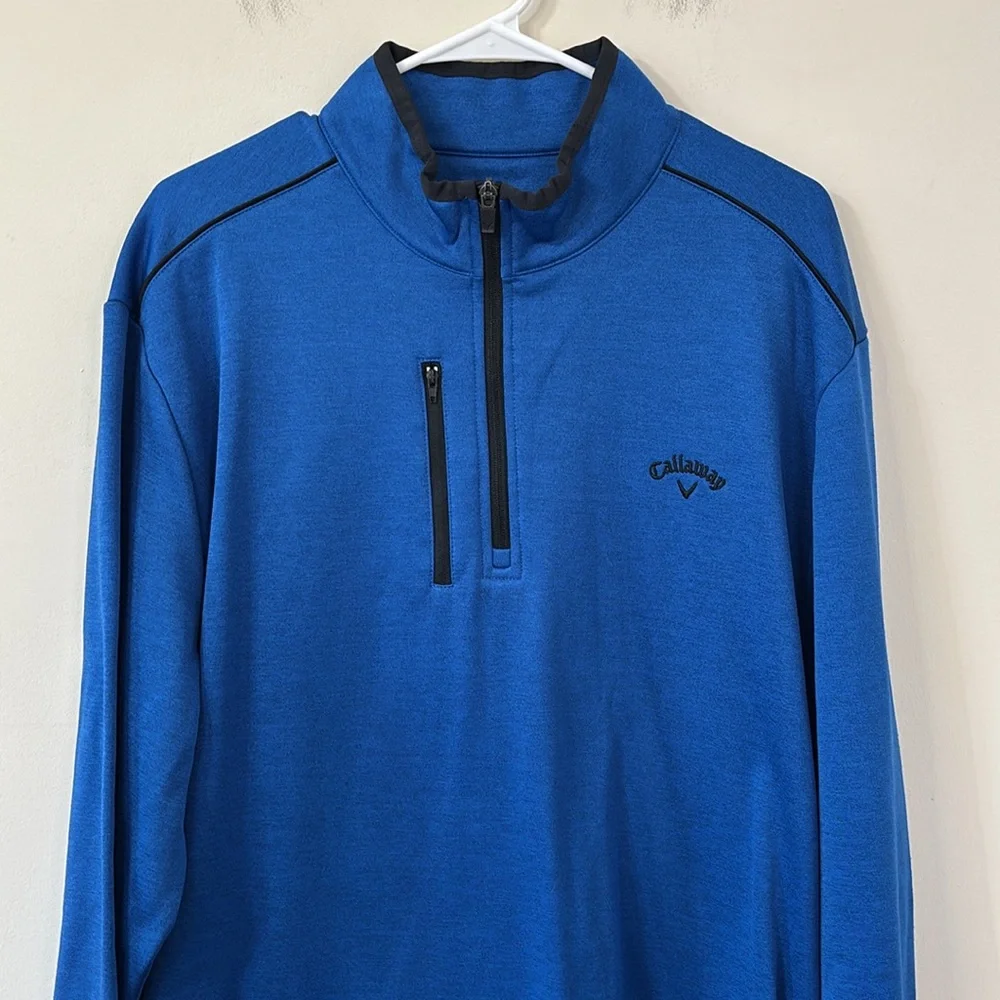 Callaway Men’s 1/4 Zip Tech Golf Fleece Olympian Bl Htr Blue Size XL - Picture 3 of 9